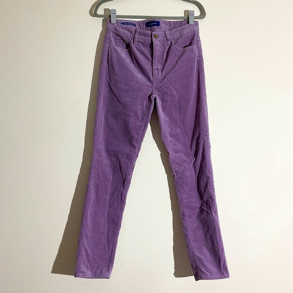Purple High Rise Velvet Pants - Picture 2 of 4